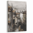 Rustic Village Landscape Wall Art - Scenic Art Prints in Muted Tones