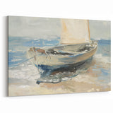 Sailboat on Shore - Coastal Landscape Canvas Prints