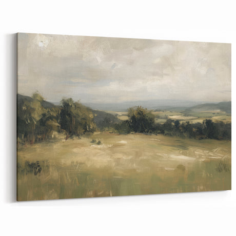 Golden Countryside Landscape Wall Art - Serene Nature Decor
