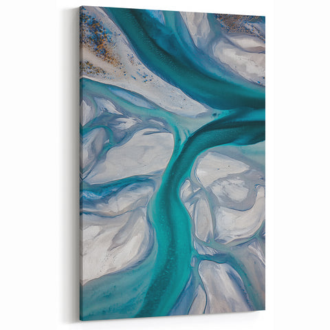 Scenic Dune Photography - Serene Aqua Streams in Desert Landscape