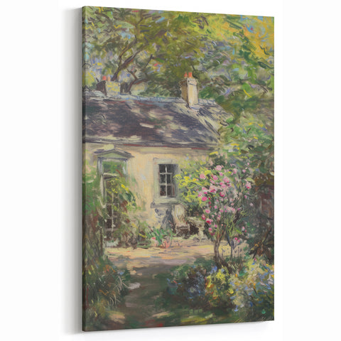 Charming Cottage Garden Landscape Wall Art - Nature-Inspired Decor