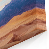 Desert Landscape Art - Golden Sand Dunes at Sunset with Mountain View