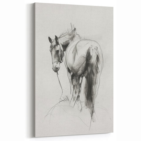 Elegant Horse Sketch - Animal Canvas Prints for Home Decor