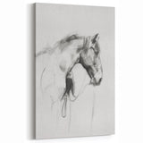 Thoughtful Horse Sketch - Animal Canvas Prints for Home Decor