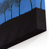 Rolling Fields Canvas Art - Silhouette Trees on Midnight Horizon