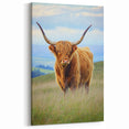 Countryside Fields Wall Hanging - Highland Cow in Scenic Meadow