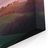 Scenic Fields Framed Art - Rolling Hills and Sunrise Wall Decor