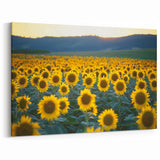 Field Landscape Wall Art - Serene Sunflower Fields Canvas Decor