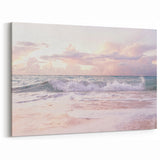 Pastel Beach Canvas - Gentle Waves and Soft Sunset Wall Art