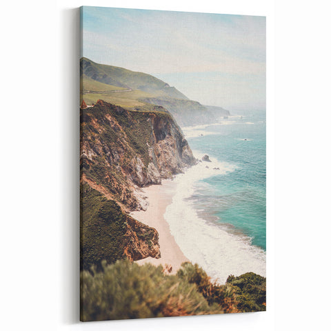 Summer Landscape Art - Coastal Cliffs and Ocean Waves Canvas