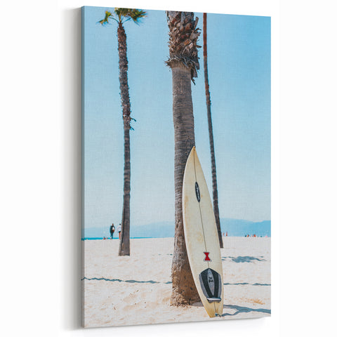 Summer Vibes Prints - Surfboard and Palm Trees Beach Wall Art