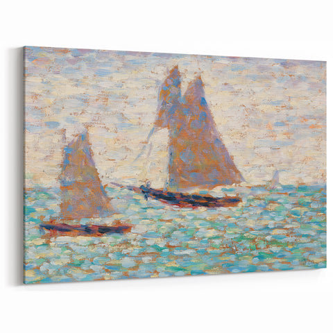 Impressionist Seascape Art – Two Sailboats at Grandcamp by Seurat