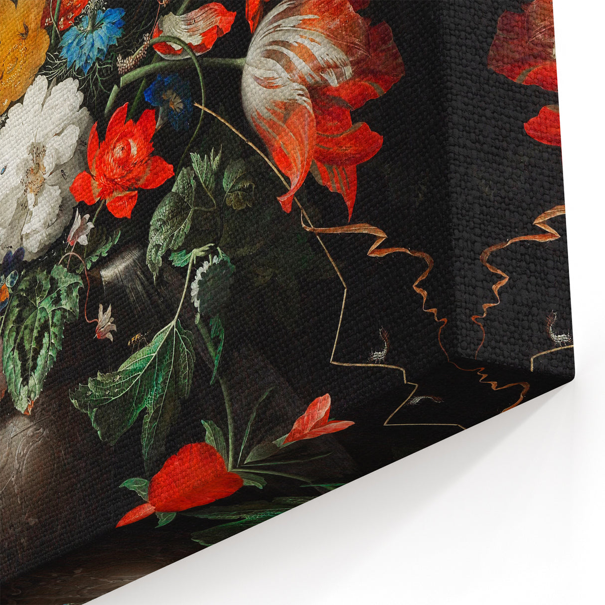 Baroque Floral Still Life with Cat - Classic Antique Art Print