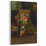 Baroque Bedside Scene: Classic Art Print with Emotional Intimacy