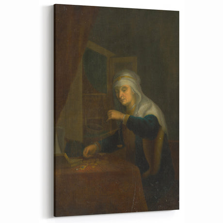 Baroque Woman with Scales: Classic Art Print with Subtle Elegance