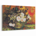 Impressionism Wall Art - Vase with Sunflowers and Roses by Van Gogh