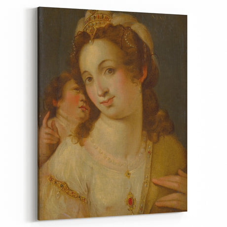 Baroque Portrait Wall Art – Venus with Cherub Elegance