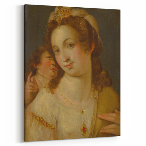 Baroque Portrait Wall Art – Venus with Cherub Elegance