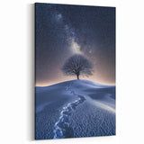 Winter Wonderland Art - Starry Sky and Lone Tree Landscape Print