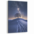 Starry Winter Night - Lone Tree and Snow Landscape Wall Art