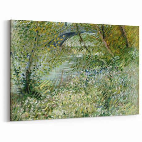 Impressionist Spring Landscape Wall Art - Riverbank by Van Gogh