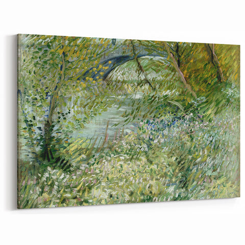 Impressionist Spring Landscape Wall Art - Riverbank by Van Gogh