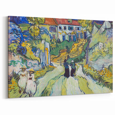 Impressionist Village Scene Wall Art - Stairway at Auvers by Van Gogh