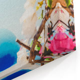 Santorini Bloom - Summer Scenery Canvas Wall Art