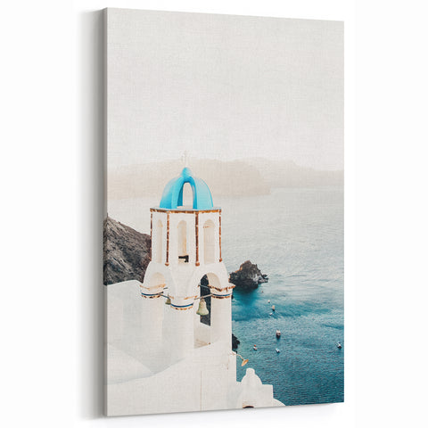 Tropical Wall Art – Greek Church and Ocean Landscape
