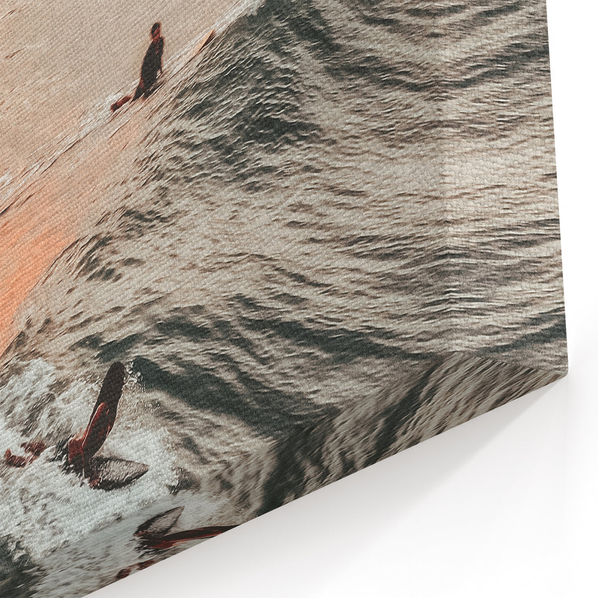 Sunset Canvas Art – Surfers Riding Waves at Golden Hour
