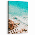 Tropical Wall Art – Turquoise Ocean Waves and Rocky Shore