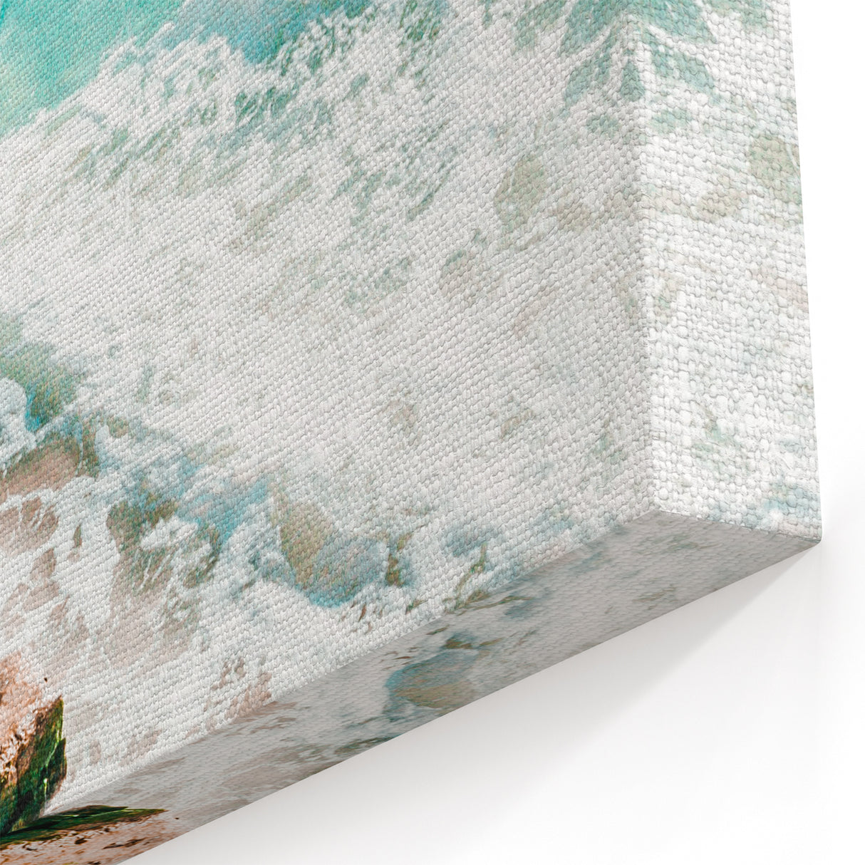 Tropical Wall Art – Turquoise Ocean Waves and Rocky Shore