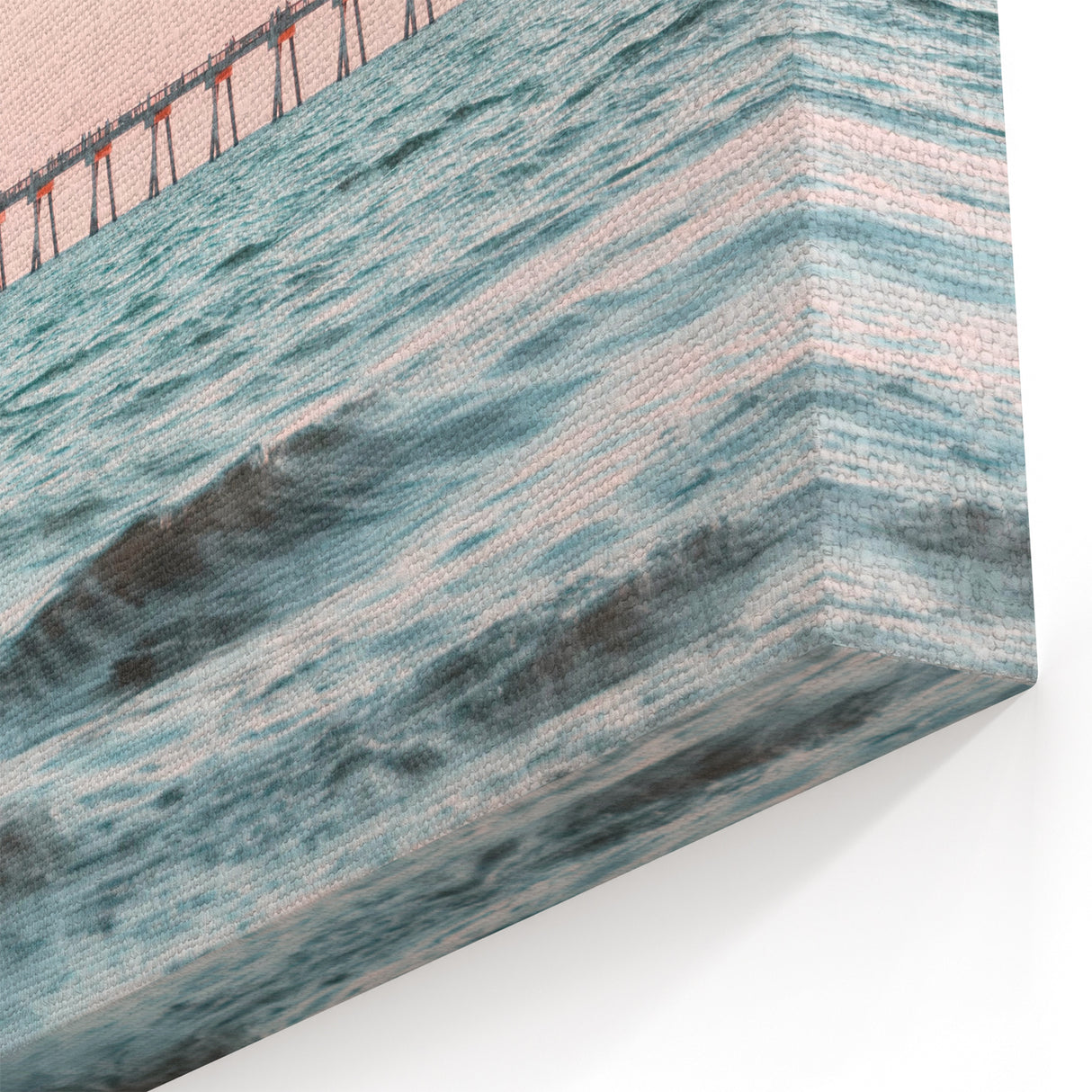 Sunset Canvas Art – Ocean Pier and Pastel Waves Print