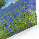 Field Landscape Wall Art - Blue Wildflower Hill With Lone Tree