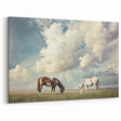 Field Landscape Wall Art - Grazing Horses in Open Countryside Scene