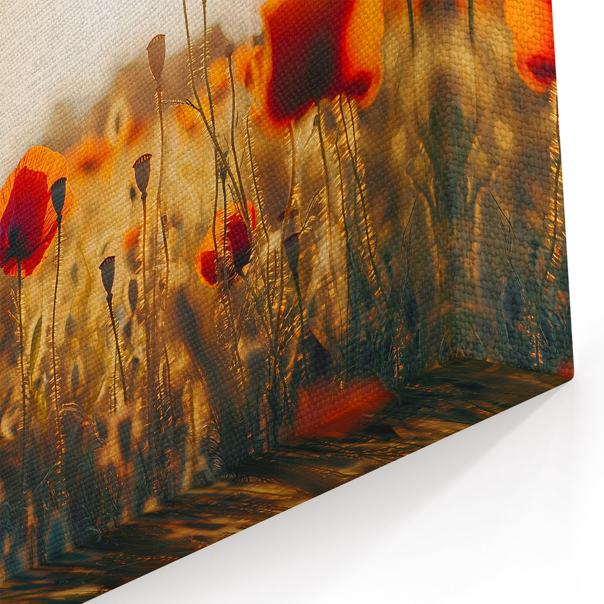 Scenic Fields Framed Art - Vibrant Poppy Field Landscape Decor