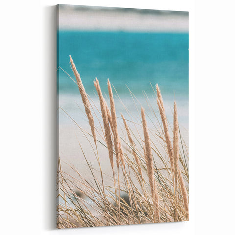 Summer Vibes Prints - Coastal Beach Grass Turquoise Canvas Art