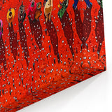 Countryside Fields Wall Hanging - Vibrant Red Harvest Art