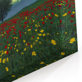 Field Landscape Wall Art - Aurora Sky Over Floral Meadows Print