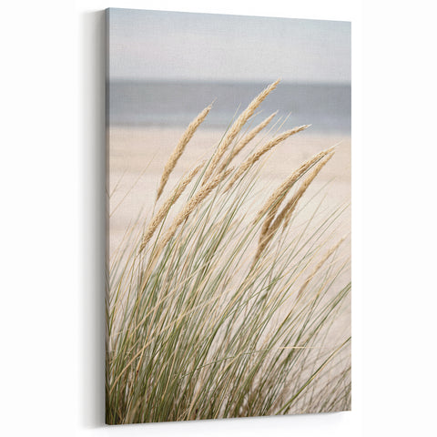 Summer Scenery Canvas - Coastal Grasses and Ocean Breeze Art