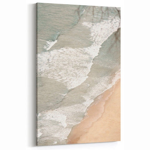 Beach Decor Prints - Soft Ocean Waves and Sandy Shore Canvas