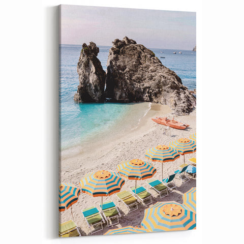 Summer Vibes Prints - Vibrant Beach Scene with Umbrellas Art