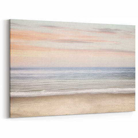 Sunset Canvas Art - Calm Ocean Horizon with Pastel Sky Print
