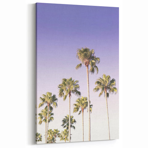 Floral Summer Art - Towering Palm Trees with Lavender Sky Print