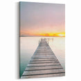Sunset Canvas Art - Wooden Pier with Golden Horizon Landscape