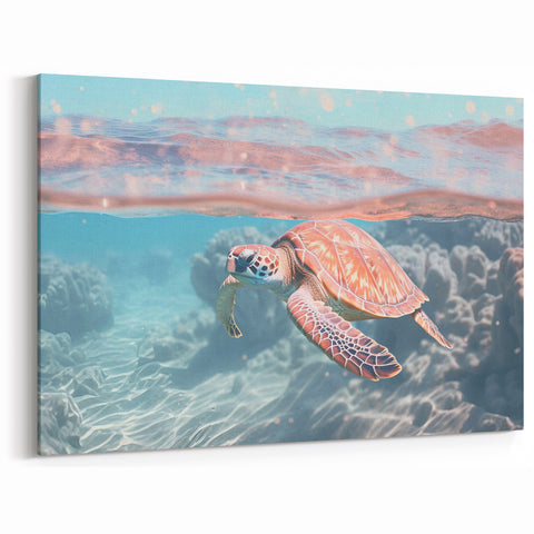 Tropical Wall Art - Sea Turtle Summer Vibes Print