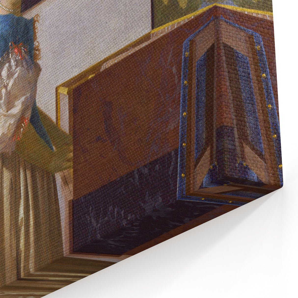 Baroque Art Print - Elegant Woman with Blue and Beige Interior Scene