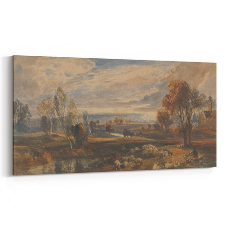 Rococo Art Pastoral Scene with Trees and Sheep - Classic Art Prints