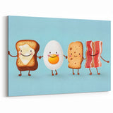 Happy Breakfast Food Wall Art – Kitchen Wall Decor with Cute Food Prints
