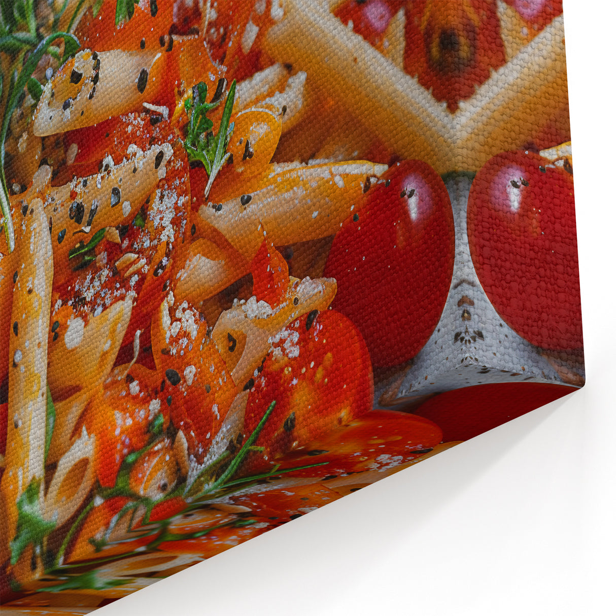 Gourmet Pasta with Cherry Tomatoes Wall Art – Modern Kitchen Decor